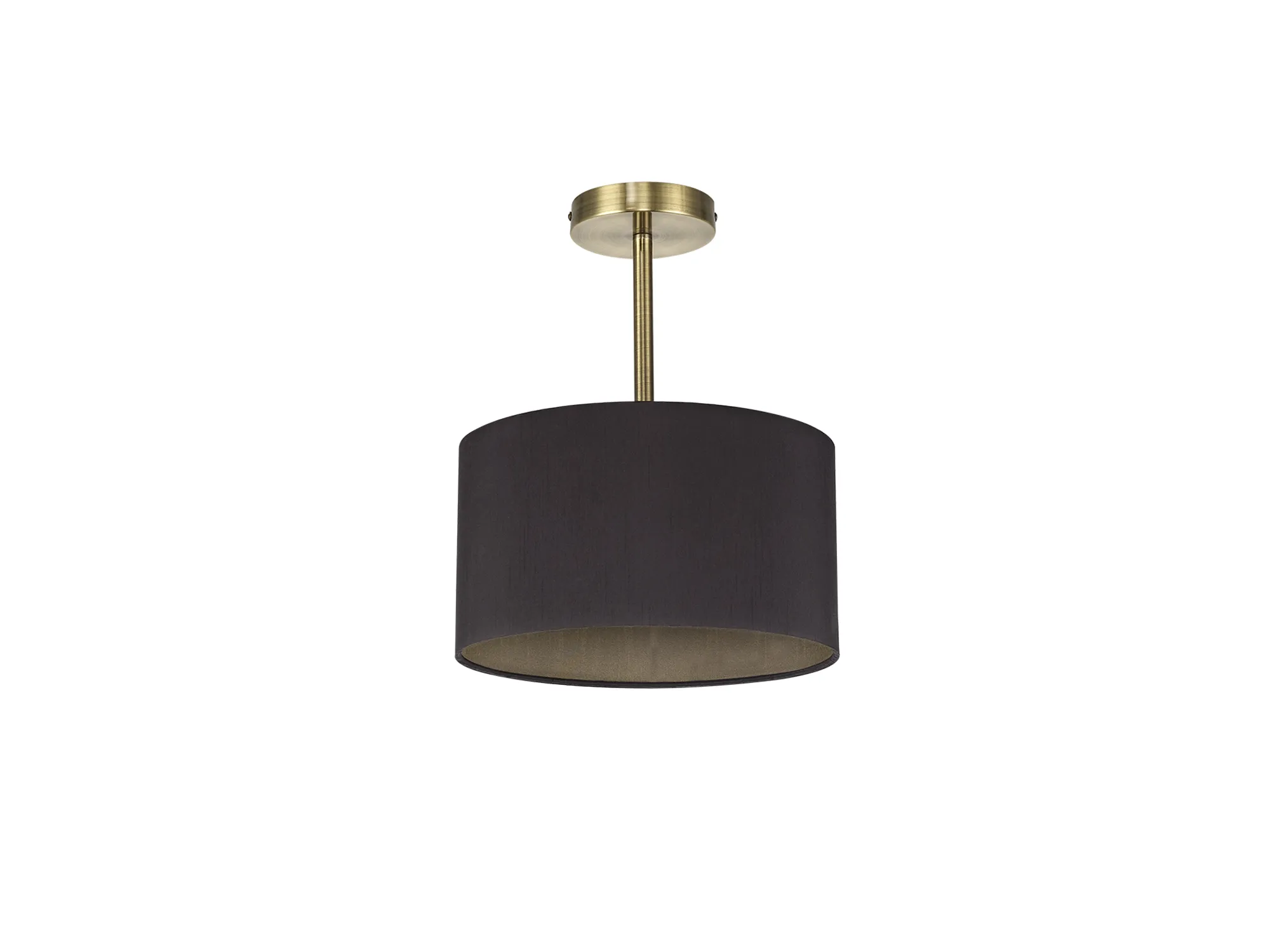 Baymont 30cm Semi Flush 1 Light Antique Brass; Midnight Black/Green Olive DK0163  Deco Baymont AB BL/GR